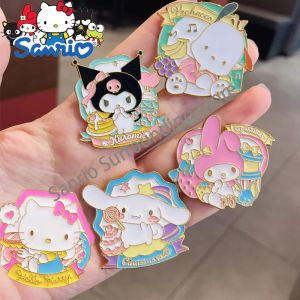 5Pcs/Set Cartoon Sanrio Kuromi HelloKitty Brooch Enamel Lapel Pins Backpack Jacket Collar Bag Accessories Metal Jewelry Gifts