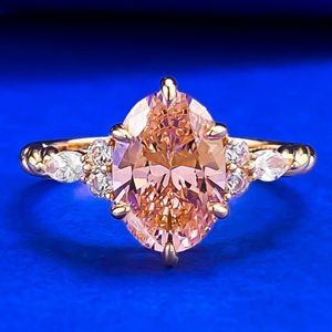 Wong Rain Solid 925 Sterling Silver Oval Cut 7*10 MM Padparadscha Gems Wedding Engagement Ring for Women Fine Jewelry Wholesale