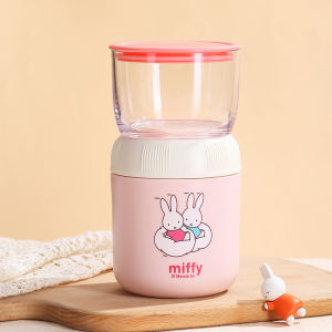 Kawaii Miffy Double-Layer 304 Stainless Steel Food Container Leak-Proof Thermal Lunch Box for Students/Office Smoothie Fruit Cup