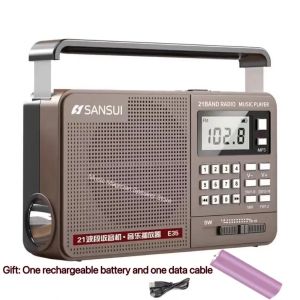 Sansui E35 Radio Full Band Hifi Bluetooth Digital Retro Radio Portable Mp3/Tf/U-Disk Music Led Flashlight Player Custom Speakers