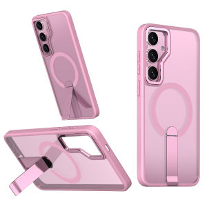 For Samsung Galaxy S25 FE S25FE 5G Case Metal Folding Stand Magnetic Casing For SAM Galaxy S 25 FE Ring Stand Protection Hard Acrylic Back Cover