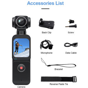 4K Pocket Action Camera 270° Auto Rotatable Stabilization Touch Screen Sports DV Bodycam 4X Zoom Portable Digital Video Recorder