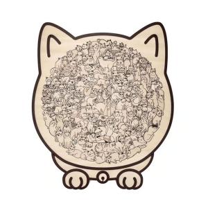 Unique Wooden Cat Jigsaw Puzzle - Aesthetic Animal Shape Decor Stress Relief Educational Toy for Kids Adults Gift