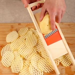 Potato Slicer Cuts Potato Grid Potato Cutter French Fries Slicer Potato Chips Maker Wave Knife Cut Flower Knife Gadgets
