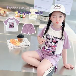 ULEEK Christmas Anime Sanrio Cinnamoroll Kuromi Girls Clothes Set Kawaii Cartoon Children Uniform Anime My Melody Casual Loose Birthday Gifts