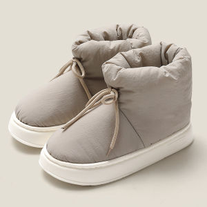 TRACYY Womens Warm Cotton Shoes New Outdoor Non-slip Fur Ankle Snow Boots Fashion High-top Down Shoes Winter Plush Home Slipper