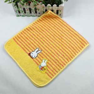 ​​Miffy Polka Dot Jacquard Face Towel with Colorful Striped Trim Cotton Soft Absorbent Bath Cosmetic Towel for Women Trendy Gift