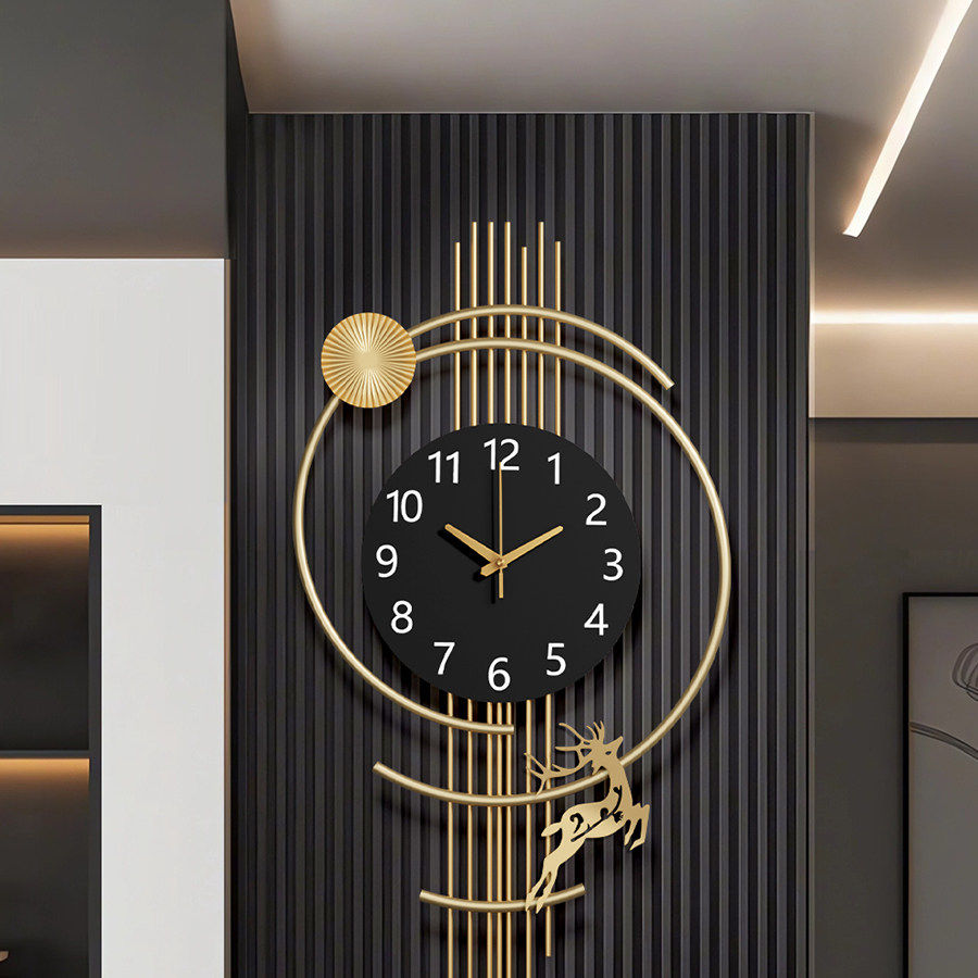 Luxury Modern Minimalist Wall Clock Living Room Large Creative Metal ...