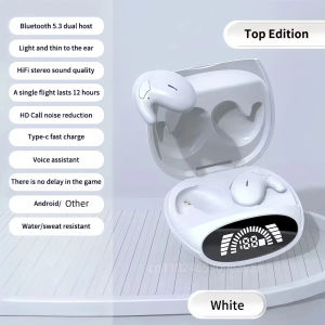TT HAPPY Sleep Wireless Earbuds Bluetooth 5.3 Ultra - Thin Painless Wear ENC Noise Cancelling Long Battery with LED Display