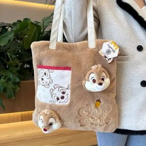 SHUNAICHI คริสต์มาสฮาโลวีน Disney Kawaii Chip และ Dale ตุ๊กตา Plush ไหล่กระเป๋าขนาดใหญ่ความจุการ์ตูนกระรอกกระเป๋าสตางค์ของขวัญเด็กผู้หญิงกระเป๋า