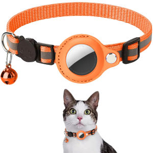 Airtag cat collar adjustable footprint print pet safety reflective necklace with Bell for anti lost AIRTAG holder accessory