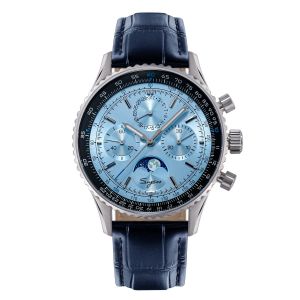 Sugess Chronograph Watch of Man ST1908 Swanneck Movement Mechanical Moonphase Wristwatches Waterproof Calendar Vintage New S468