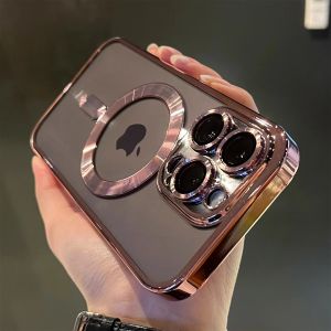 Luxury Magnetic For Mgnetized Wireless Charge Plating Clear Case For iPhone 16 15 13 14 12 11 Pro Max Shockproof Silicone Cover h260320