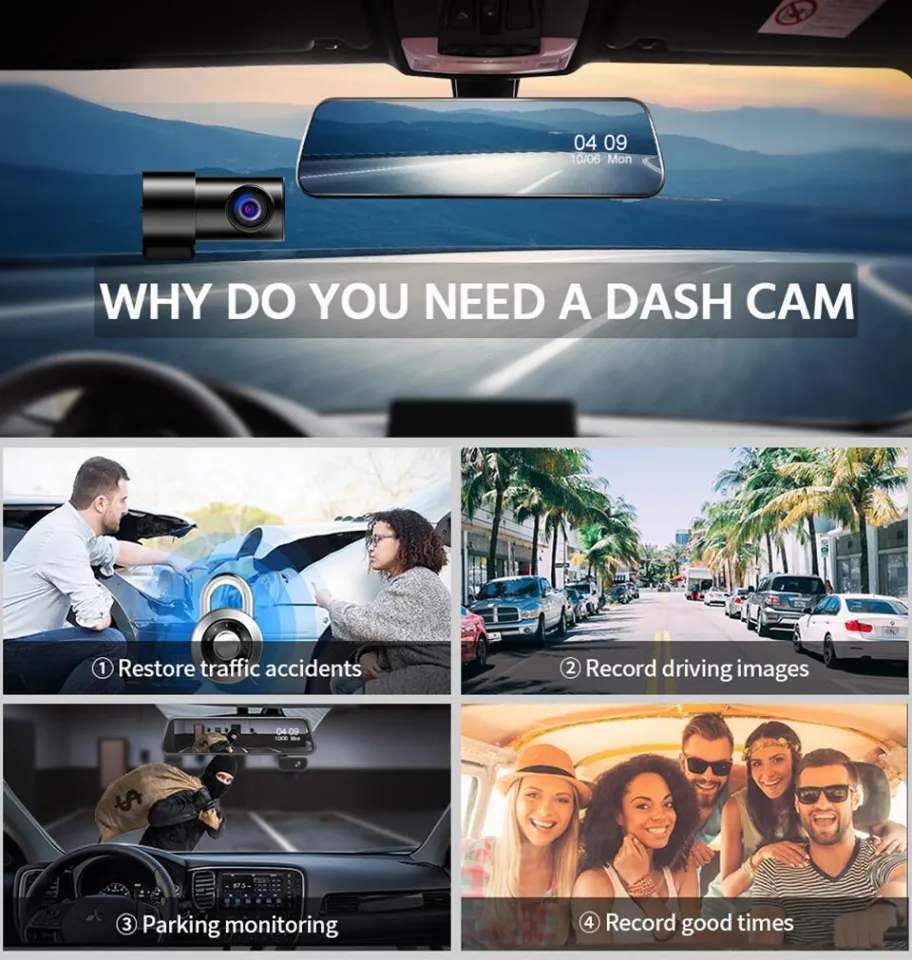 EKLEVA Channels Mirror Camera WiFi Car Video Recorder Rearview