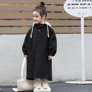 Girls Woolen Warm Jackets Children Autumn Winter Knitted Hooded Coats Kids Fashion Outerwear Teenager Casual Clothing 4-14Y