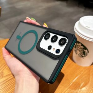 For Magsafe Fashion Slim Matte Liquid PC Magnetic Wireless Charging Case For Samsung Galaxy S25 S24 S23 S22 Ultra Plus Cover