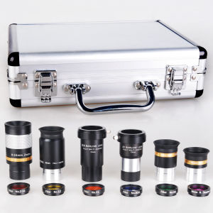 Astronomical Telescope Accessory Kit Eyepiece Barlow Lens Colors Filters 1.25" 4/10/40/8-24mm 2x/5x Barlow Lens