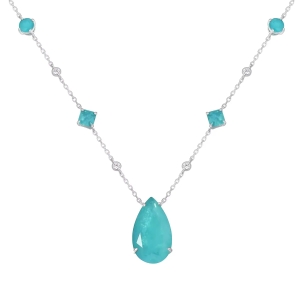 Tourmaline Big Necklace for Women 925 Silver Original Big Emerald Fushion Tourmaline Paraiba Jewelry Set Elegant Womens Sets