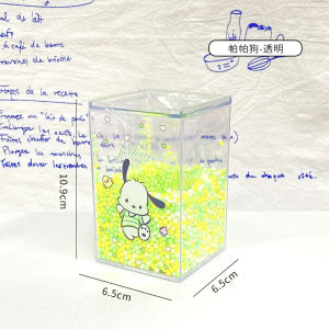 Sanrio My Melody Kuromi Transparent Acrylic Foam Pen Holder Cinnamoroll Pachacco Kawaii Girls Makeup Brush Storage Container