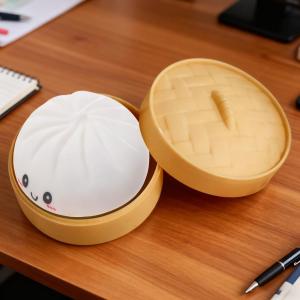 Dumpling Squishes Stress Balls Fidget Sensory Toys Simulation Food Squishies Bun with Steamer Squeeze Dough Ball Gifts