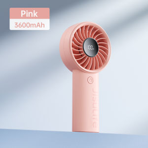 JISULIFE Handheld Fan5 Levels of Strong WindSafety Lock5000mAh BatteryLED DisplayUSB RechargeableSummer Personal Fan