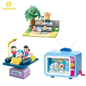 hot Keeppley Building Blocks Doraemon Anime Character Cartoon TV Nobitas Room Time Machine Set Model Ornaments Toy Gift