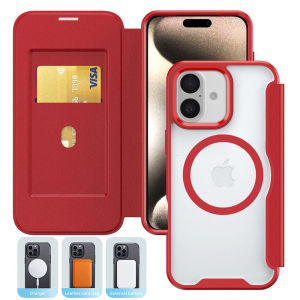 เคสกระเป๋าเงินใส่บัตรแบบฝาพับสำหรับ iPhone Air 17 16 E 15 14 13 12 11 Pro Max Plus X XR XS 5G เคสโทรศัพท์มือถือแบบพับแม่เหล็กฐาน TPU ใสดูหรูหราป้องกันเคสโทรศัพท์ไอโฟนแบบหนัง RFID