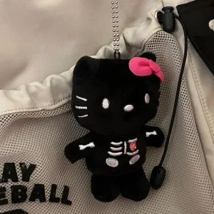 ZEEMIN Christmas Halloween kawaii halloween skull hello kitty girl bag pendant KT Plush Doll school bag pendant Plush keychain holiday gifts