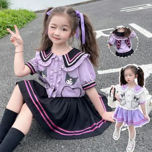 ULEEK Christmas Sanrio kuromi Childrens CosPlay Academy Style Pleated Skirt Girl Autumn Princess Dress Kids JK Uniform Birthday Party Gift