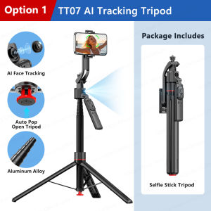 TOKQI AI Face Tracking Tripod 69.29(inch) Telescopic Selfie Stick Smartphones 360° Rotate Shot with Phone Holder for Vlog/Video
