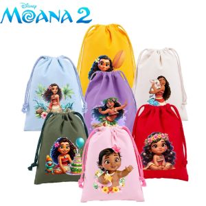 Christmas gifts Moana 2 Drawstring Pockets Disney Portable Small Items Storage Bag Jewelry Lipstick Cosmetic Tote Rope Pouch String Gifts Bags