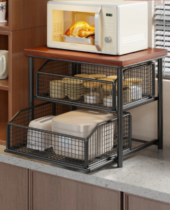 Wubuwei | Sliding Kitchen Counter Rack Multi-level Storage Shelf