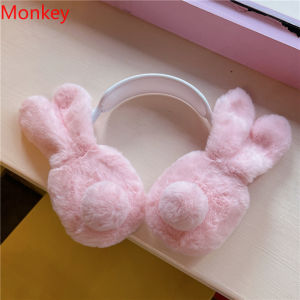 3D Cute Rabbit Fur Plush Headphones Case For Airpods Max Thermal Winter Warm Protective Cover for AirPodsMax Soft Earphone Cases