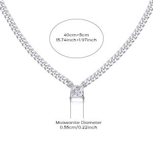 MUXIFC Moissanite Cuban clavicle chain for Women Men 925 Sterling Silver Cultivate Emeralds Necklace GRA Certified Fine Jewelry