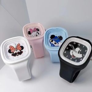 Christmas gifts Mickey Minnie Mouse Watch New Mickey Kids Square Boy Girl Cute Anime Cartoon Primary School Student Fashion Watch Birthday Gift