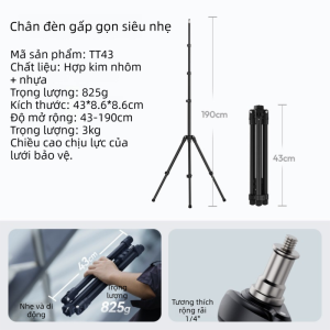 Ulanzi | Chân Đèn Gấp Ngược TT43 Nhẹ 825g Cao 1.9m