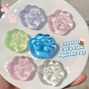 Kawaii Cat Paw Sticky Squeeze Toy Jelly Cat Claw Soft Stress Relief Toy Relaxing Sticky Squishy Transparent Fidget Toy