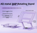 RIKSOIN | 360° Rotatable Adjustable Height Aluminum Laptop Stand. 