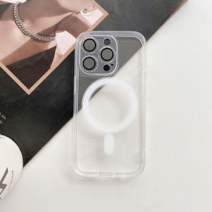 Original Clear For Magsafe Magnetic Acrylic Case For iPhone 14 15 13 12 11 Pro Max With Lens Protection Wireless Charging Cover