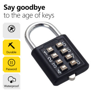 8-digit Combination Outdoor Button Waterproof Fixed Random Code Padlock Zinc Alloy Luggage Travel Smart Lock Anti-theft