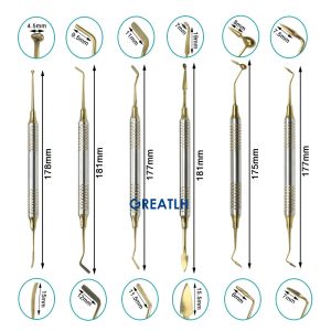 GREATLH Dental Composite Resin Filling Set Spatula Thick Handle Titanium Plated Head Tool Filler Dental Lab Tools 6pcs/set