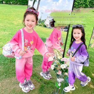 SHUNAICHI Halloween Christmas Anime Sanrio Kuromi My Melody Hoodies Spring Autumn Products Boys Girls Clothes Set Coat + Pants 2PCS Set Casual Kids Sportswear