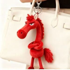 Black Horse Keychain Plush Toy Backpack Pendant Decoration Year of The Horse Plush Toy New Years Gifts for Boys and Girls 1pc