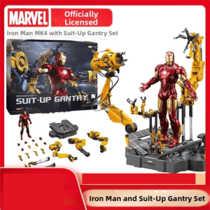 ZHONGDONGWANJU | Iron Man MK4 & Mark L Joint Movable Figure Set Toy With Light-Up Deconstructor Table