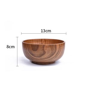1/3 Bát gỗ tự nhiên Bát gỗ làm bằng tay để cơm súp Bộ đồ ăn nhà bếp salad hộp đựng thức ăn Bát nhiều kích cỡ gia đình