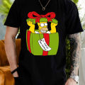 Summer Men's Casual Short-sleeved T-shirt, Hammer Simpson Christmas Gift Box Print Pattern Simpson Authorized Men's T-shirt. 