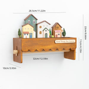 Wall Mounted Wooden Kitchen Paper Towel Holder Plastic Film Storage Rack Towel Rag Rack Figure Blind Box Doll Display Stand Gift