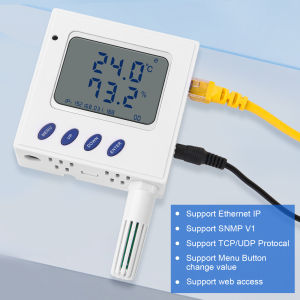 Ethernet temperature and humidity transmitter supports TCP/UDP/SNMP protocol and Poe power supply with External sht30 sensor