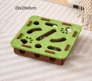 Pet Cat Puzzle Maze Holes Toys Felt Box With Bell Ball Kitten Playing Toys Interactive Funny Combination Set Cat Supplies