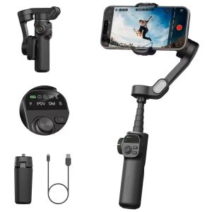 AOCHUAN Smart X2 Handheld Gimbal 3 Axis Stabilizer Built-in 20cm Extension Rod LED Display Phone Holder For iPhone Smartphone